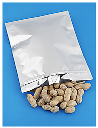 Mylar seed saver bags measuring 6x8 inches, with a shiny metallic surface for storing and preserving seeds.
