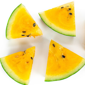 Yellow-flesh Watermelon seeds from SeedsNow with moon and stars pattern, ideal for planting and growing vibrant watermelon fruit.